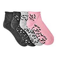 Blancheporte Ponožky s leopardím vzorom, súprava 4 páry sivá/ružová