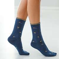 Blancheporte Ponožky so zlatistými pierkami a prúžkami, súpr. 4 ks modrá