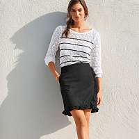 Blancheporte Pruhovaný pulóver s 3/4 rukávmi, ažúrový vzor ražná/čierna