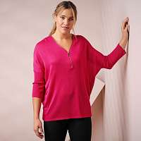 Blancheporte Pulóver s výstrihom so zipsom malinová 58