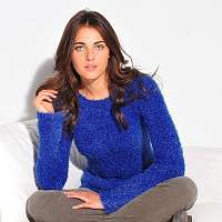 Blancheporte Pulóver z jemného úpletu s okrúhlym výstrihom tmavomodrá