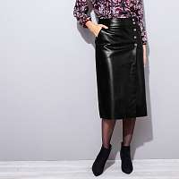 Blancheporte Puzdrová sukňa, kožený vzhľad čierna