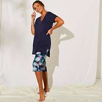 Blancheporte Pyžamo s 3/4 nohavicami a tropickým vzorom smaragdová/nám.modrá