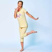 Blancheporte Pyžamo s 3/4 nohavicami, motív kvetiny žltá