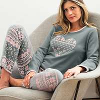 Blancheporte Pyžamo s aplikáciou srdca, polar-fleece sivá/ružová