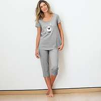Blancheporte Pyžamo s krátkymi nohavicami s potlačou ovečky sivý melír
