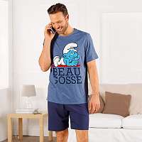 Blancheporte Pyžamo s krátkymi rukávmi a šortkami, Šmolkovia modrá 137/146 (4XL)