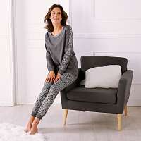 Blancheporte Pyžamo s leopardím vzorom sivá