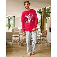 Blancheporte Pyžamo s nohavicami a dlhými rukávmi BUNNY XMAS červená/sivá 77/86 (S)