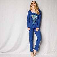 Blancheporte Pyžamo s nohavicami, motív rozety modrá