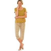Blancheporte Pyžamo s potlačou, korzárske nohavice kari/biela