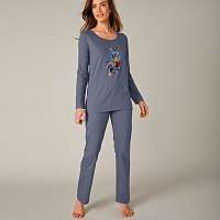 Blancheporte Pyžamo s potlačou kvetín, s dlhými rukávmi bridlicová