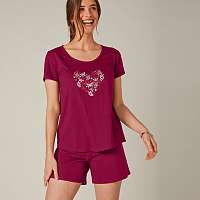 Blancheporte Pyžamo s potlačou motýlikov, so šortkami čerešňová