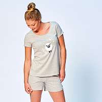 Blancheporte Pyžamo so šortkami, motív ovečiek sivý melír