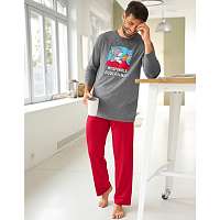 Blancheporte Pyžamo Tom Jerry s nohavicami a dlhými rukávmi sivý melír/bordó 77/86 (S)