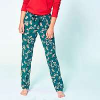 Blancheporte Pyžamové nohavice s japonským vzorom smaragdová