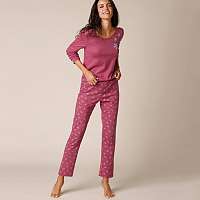 Blancheporte Pyžamové nohavice s potlačou listov purpurová