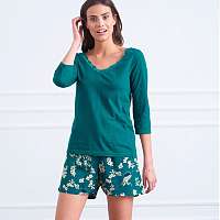 Blancheporte Pyžamové šortky s japonským vzorom smaragdová