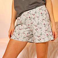 Blancheporte Pyžamové šortky s potlačou kvetín, morská zelená zelená morská