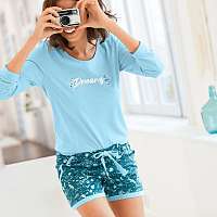 Blancheporte Pyžamové šortky, smaragdové s kvetmi smaragdová