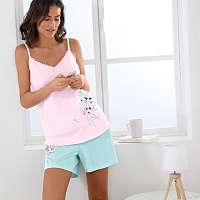 Blancheporte Pyžamové šortky so stredovým potlačou kvetín blankytná modrá