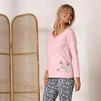 Blancheporte Pyžamové tričko s dlhými rukávmi a stredovou potlačou ružová