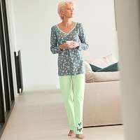 Blancheporte Pyžamové tričko s dlhými rukávmi, potlač motýľov khaki