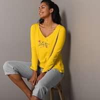 Blancheporte Pyžamové tričko s dlhými rukávmi s potlačou Estrella žltá