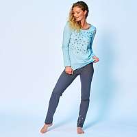 Blancheporte Pyžamové tričko s potlačou kvetín a dlhými rukávmi modrá