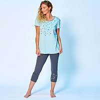 Blancheporte Pyžamové tričko s potlačou kvetín a krátkymi rukávmi modrá
