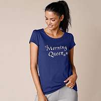 Blancheporte Pyžamové tričko s potlačou Morning Queen, krátke rukávy námornická modrá