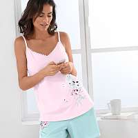 Blancheporte Pyžamový top stredová potlač kvetín a nastaviteľné ramienka ružová