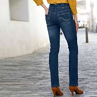 Blancheporte Rovné džínsy s vysokým pásom, vysoká postava tmavomodrá