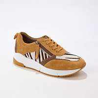 Blancheporte Športové tenisky so zipsami, potlač zvieracej srsti karamelová