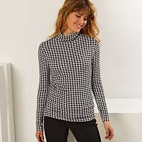 Blancheporte Strečový rolák s potlačou kohútej stopy čierna/biela