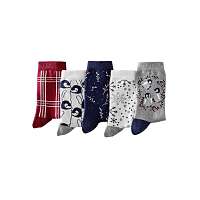 Blancheporte Súprava 5 párov polovysokých ponožiek s motívom tučniakov nám.modrá/bordó