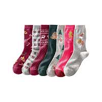 Blancheporte Súprava 7 párov ponožiek s vianočným motívom bordó+sivá+modrá