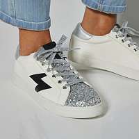 Blancheporte Tenisky so zlatými detailmi a trblietavým efektom biela/striebristá