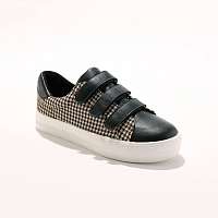 Blancheporte Tenisky z 2 materiálov na suchý zips, kockovaný vzor čierna+biela