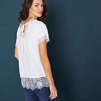 Blancheporte Top s čipkovaným zakončením slonová kosť