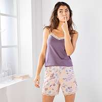 Blancheporte Top z bavlny, viskózy a čipky sivofialová