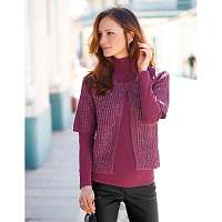 Blancheporte Trblietavý sveter paleto purpurová/strieborná