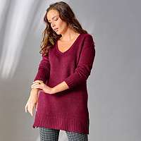 Blancheporte Tunikový pulóver mohérový na dotyk bordó