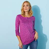 Blancheporte Tuniské tričko s potlačou a dlhými rukávmi purpurová