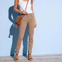 Blancheporte Úzke nohavice s pruhmi biela/hnedosivá