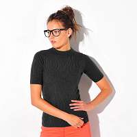 Blancheporte Vrúbkovaný jednofarebný pulóver s krátkym rukávom čierna