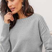 Blancheporte Vrúbkovaný pulóver s okrúhlym výstrihom sivý melír