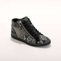 Blancheporte Vysoké tenisky so zipsom, pružná koža čierna/sivá