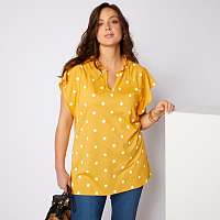Blancheporte Vzdušné tričko s raglánovými rukávmi a potlačou bodiek žltá/biela